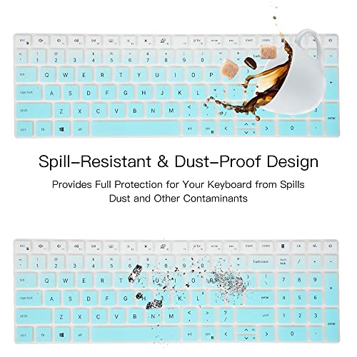 Keyboard Cover for 2024 2023 Dell Inspiron 15 5510 5515 7510 3510 3511 3515 3520 3525 3530 3535, 2025 Dell 15 Laptop DC15250 DC15255, Dell Vostro 15 3510 5510 5515 Keyboard Protector Skin, Ombre Mint - color: Ombre Mint