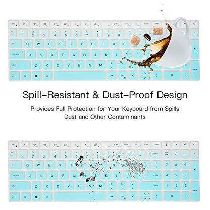 Keyboard Cover for 2024 2023 Dell Inspiron 15 5510 5515 7510 3510 3511 3515 3520 3525 3530 3535, 2025 Dell 15 Laptop DC15250 DC15255, Dell Vostro 15 3510 5510 5515 Keyboard Protector Skin, Ombre Mint - color: Ombre Mint