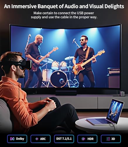 Reborn HDMI to USB C Cable Adapter [6FT 4K@60Hz], Uni-Directional HDMI (Source) to USB-C (Monitor) with USB Power for AR Glasses XREAL One、Air 2 Pro/VITURE Pro/RayNeo Air 2s,PS5,Portable Monitors - size: 6FT