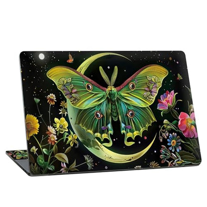 Universal Laptop Skin Sticker with 2 Wrist Pad Skins, Waterproof Scratch Resistant Vinyl Laptop Cover Decal, Cut to Fit for 11–15.6 Inch MacBook HP Dell Lenovo, Moth Moon Flowers - color: Moth Moon Flowers