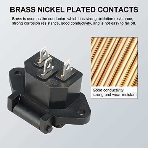 2 Pcs IEC 320 C14 Panel Mount Plug Adapter | AC 250V 10A Power Connector Socket with Spring Cover