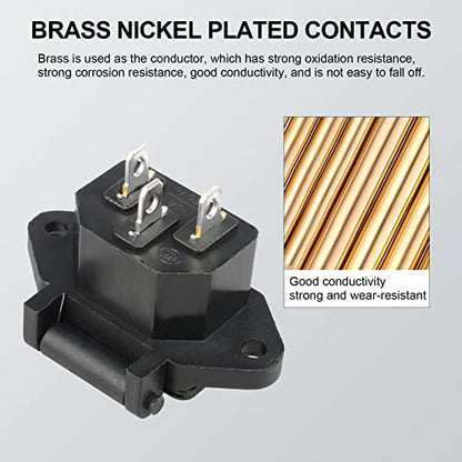 2 Pcs IEC 320 C14 Panel Mount Plug Adapter | AC 250V 10A Power Connector Socket with Spring Cover