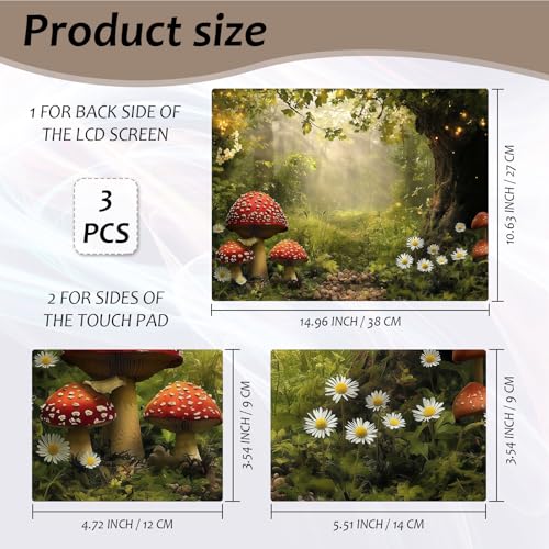 Laptop Skin 12.1-15.6 inch Removable Universal Reusable Laptop Sticker Decal,Waterproof No Residue Vinyl Cover,Scratch-Resistant Cuttable Full Wrap Sticker for Notebook, Enchanted Forest Red Mushroom - color: Enchanted Forest Red Mushroom