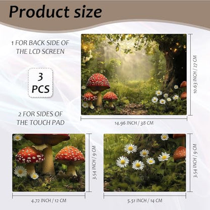 Laptop Skin 12.1-15.6 inch Removable Universal Reusable Laptop Sticker Decal,Waterproof No Residue Vinyl Cover,Scratch-Resistant Cuttable Full Wrap Sticker for Notebook, Enchanted Forest Red Mushroom - color: Enchanted Forest Red Mushroom