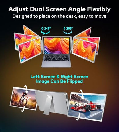 Ladomi 16" Laptop Screen Extender, Triple Portable Laptop Monitor Extender | 1200P FHD, 16:10 Aspect Ratio Rotation Screen, Fit for 12"-17.3" Laptops, Compatible with MacOS, Wins, Chrome, Surface - size: 16-inch