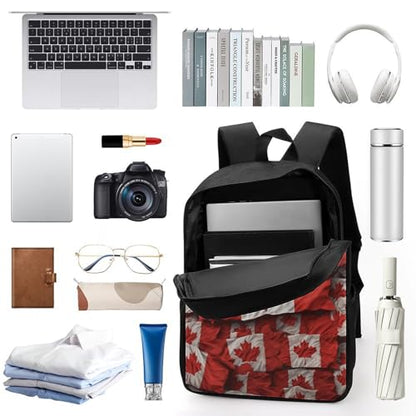 Canadian Flag Business Laptop Backpack for Women Men 17 Inch Carry on Backpack Waterproof Black Bookbag Fashion Lightweight Backpacks for Travel Hiking Camping Casual Daypack Backpacks