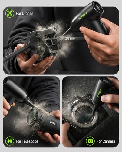 Compressed Air Duster, Clean Kit for Drone, Camera Lens & Computer | 3-Speed 150K RPM Deep Cleaning for PC, Keyboard, and Electronics. Eco-friendly Rechargeable Replaces Canned Air.