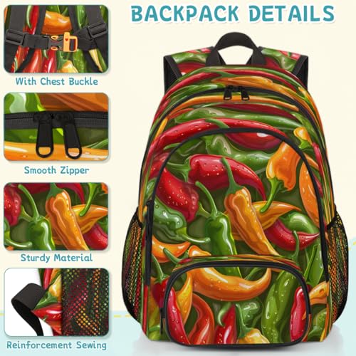 Vegetables Laptop Backpack for Women Men, 18.3 Inch Travel Work Backpacks, Chili Peppers Waterproof Computer Casual Daypack Nurse Teacher Bags - color: Multicolor 20