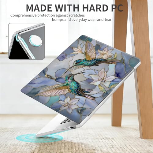 for MacBook Pro 14 Inch Release 2021/2023 Model A2442 A2779 Clear Computer Case,Novelty Premium Pattern Hardshell Laptop Case Gilded Wings Stained Glass Hummingbirds Lilies - color: Gilded Wings Stained Glass Hummingbirds Lilies, size: A2442/A2779(14 inch