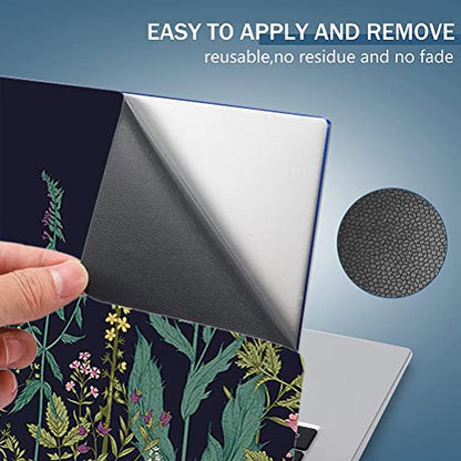 Laptop Skin Sticker,13.3 14 15 15.4 15.6 inch Laptop Skins,Universal Vinyl Decal,Dustproof Scratch Resistant Reusable Cover Protector with Free 2 Wrist Pads (Flower in Black Background) - color: Flower in black background