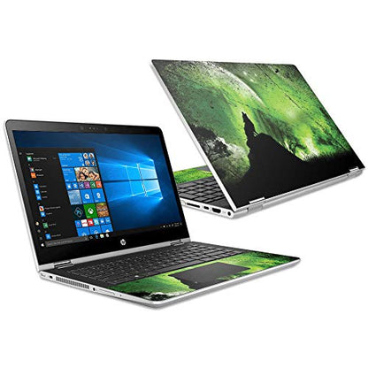 MightySkins Skin Compatible with HP Pavilion x360 15.6" (2018) - Howling Wolf | Protective, Durable, and Unique Vinyl Decal wrap Cover | Easy to Apply, Remove, and Change Styles | Made in The USA - color: Howling Wolf