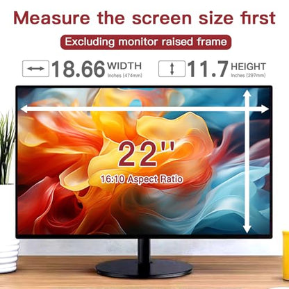 2 Pack 22 Inch Privacy Screen for Computer Monitor 16:10 Aspect Ratio, Eye Protection Anti Glare Computer Screen Cover, Removable Anti-Scratch Computer Screen Privacy Shield for 22''Widescreen - size: 2 PACK 22 Inch Privacy Screen (16:10）