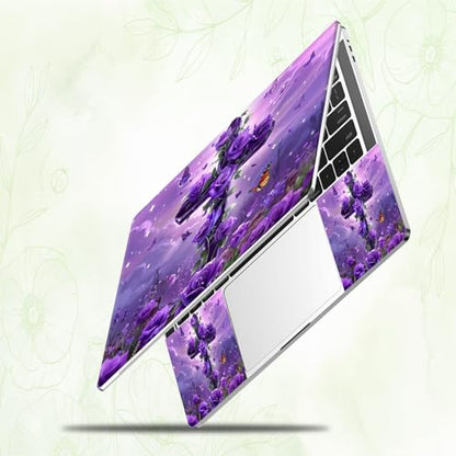 Laptop Skin Sticker Decal, Universal Reusable Vinyl Laptop Cover for 12" 13" 13.3" 14" 15" 15.4" 15.6" Notebook PC, Reusable Waterproof Scratch-Resistant with 2 Wrist Pads,Cross Purple Rose - color: Cross Purple Rose
