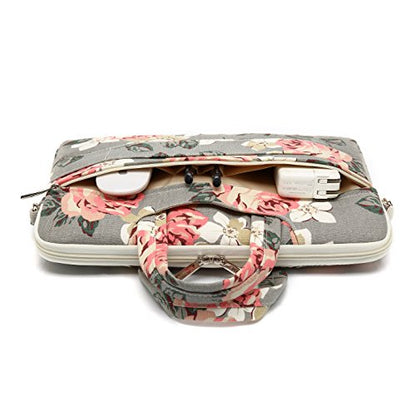 canvaslife Grey Rose Pattern Laptop Shoulder Messenger Bag, 15 inch | 14-15.6 inch Fit - color: Grey Rose, size: 15 inch/15.6 inch