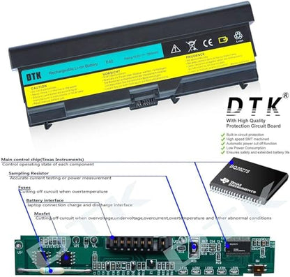 DTK E40 E420 Extended Laptop Notebook Battery Replacement for IBM Thinkpad T420 T510 E425 L520 Sl410 E520 E525 L410 L412 L420 L421 L510 E50 0578 L512 Sl510 T410 T520 W510 W520 10.8V 7.8AH