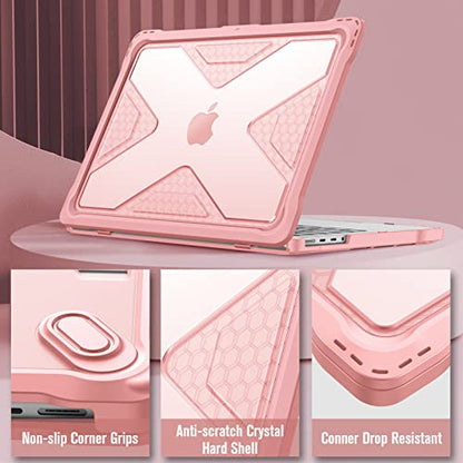 Fintie Case for MacBook Pro 14 Inch A3426 A3427 A3434 A3401 A3185 A3112 A2992 A2918 A2779 A2442 with M5 M4 M3 M2 M1 Chip (2021-2026) - Heavy Duty Rugged Hard Shell Cover, Rose Gold - color: Rose Gold