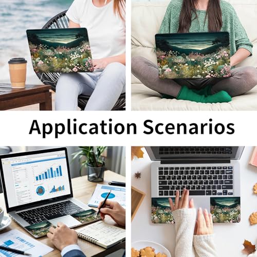 15.6 Inch Laptop Skin Sticker, Reusable Vinyl Cover Protector with 2 Wrist Pad Skins, Removable Waterproof Scratch-Resistant for 12-15.6 Inch Laptop Notebook,Wildflower Field - color: Wildflower Field