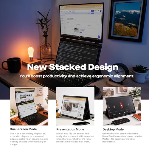 Mobile Pixels Duex Float 2 Pro 16" 2.5K Portable Laptop Monitor, Ultra-Thin Dual Laptop Screen Extender with Built-in Kickstand, USB-C/HDMI Plug and Play, Built-in Speakers, for Mac, Windows, Phone