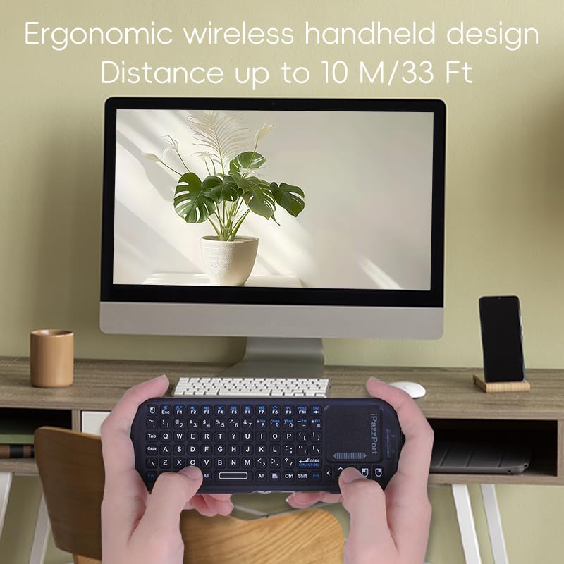 iPazzPort 2.4G Mini Wireless Keyboard with Touchpad Mouse Combo, Lightweight Portable Keyboard Controller, Compatible with Android TV Box/PC/Tablets/PS4/Raspberry Pi 3/HTPC KP-810-19S