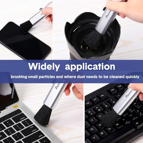 Patelai 6 Pack Retractable Keyboard Cleaning Brushes, Anti-Static Soft Bristle Mini Electronics Duster for Laptop, Camera, Phone, Car Interior, Black/Silver