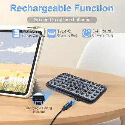 Wireless Keyboard Super Mini Bluetooth Keyboard with Backlight Wired & Bluetooth Dual Mode Rechargeable Silent Portable Compact Pocket Slim Handheld Keypad for Laptop PC Notebook Tablet Smartphone