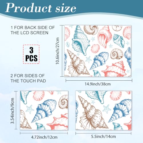 PLIGREAT 15 Inches Laptop Decal Sticker Skin Cover, Shell Line Drawing Design Laptop Sticker Decals Fits 12" to 15" Laptops Universal Waterproof Removable, Pink Blue - color: Pink Blue