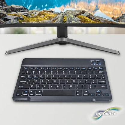 BoxWave Keyboard Compatible with Owl Labs Meeting HQ Device - SlimKeys Bluetooth Keyboard, Portable Thin with Chiclet-Style Keys - Jet Black