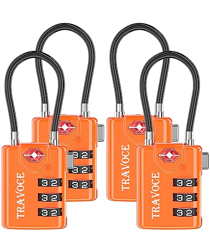 TSA Approved Luggage Locks, Travel Locks Which Also Work Great as Gym Locks, Toolbox Lock, Backpack and More, Orange 4 Pack - color: Orange 4 Pack