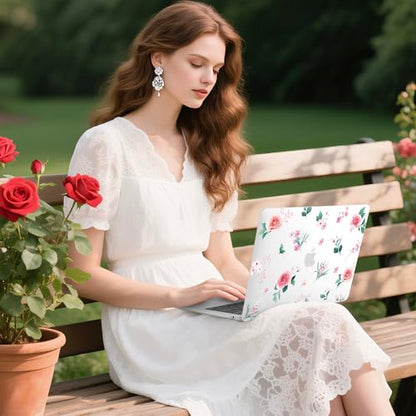 Batianda LumiArt Case for MacBook Air 13 inch 2018-2020, Peach Rose | Fits Model A2337 M1/A2179/A1932, with Elegant Botanical Design, Slim Hard Shell For Designers, Women and Girls Floral Lovers - color: Peach rose