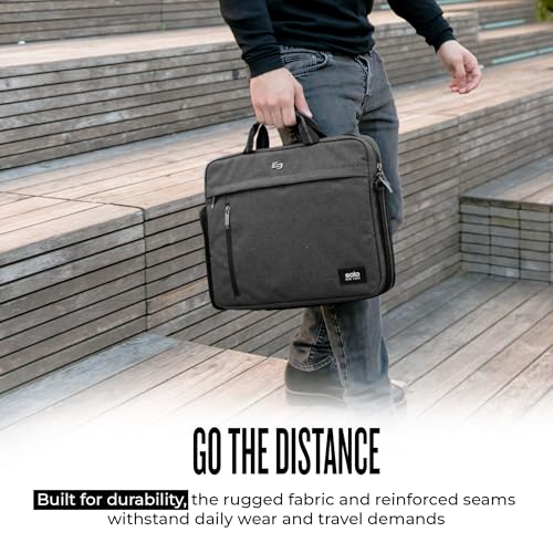 Solo New York Briefcase - Laptop Carrying Bag for Women & Men, Brief for Travel & Work, Front Zippered Pockets, Adjustable Shoulder Strap, Fits 15.6" Computer - Rivington Slim, Gray