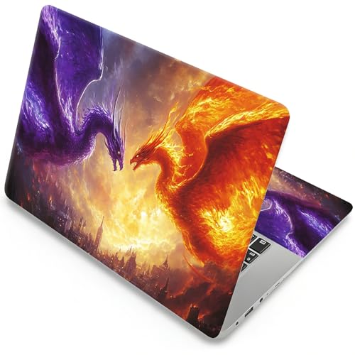 Universal Laptop Skin, DIY Cut-to-Fit Vinyl Cover Compatible with HP, Dell, Lenovo, Mac (13.3" to 15.6"), Anti-Scratch, No Residue & Bubble-Free Protective Decal Sticker, Fire Ice Dragon Battle - color: Fire Ice Dragon Battle