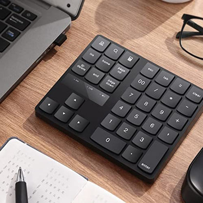 VBESTLIFE Numeric Keypad,35 Keys 2.4GHz Ergonomic Calculator Numpad Pad,250mAh Silent Financial Accounting Number Keypad,for Laptop PC Desktop Notebook