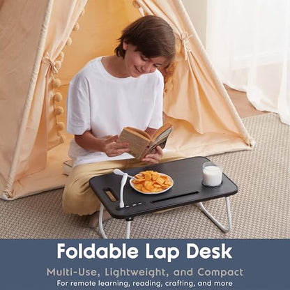 Nestl Foldable Lap Desk - Portable Laptop Stand for Bed, Couch, Work, Reading & Writing - USB Ports, Small Laptop Tray, Black - size: Premium Small