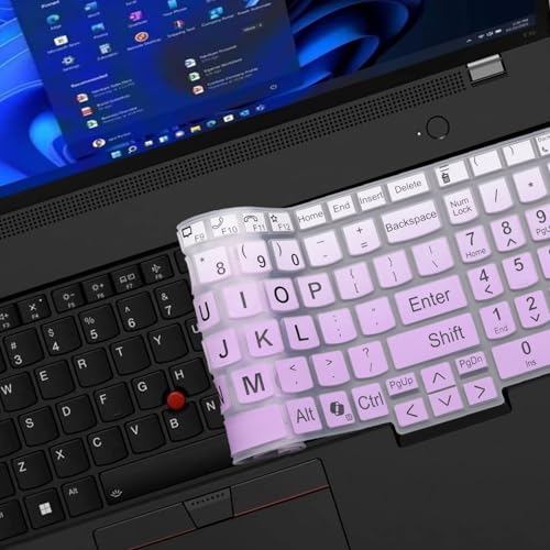 Larger Print Big Lettering Keyboard Cover for Lenovo ThinkPad E16 Gen 1 16", Thinkpad T16 P16 P16v P16s Gen 2/Gen 1 16", Thinkpad L15 Gen 4/3 15.6" (Not Fit Thinkpad Z16, L15 Gen 2/1)-OmbrePurlple - color: OmbrePurlple（Large Print）