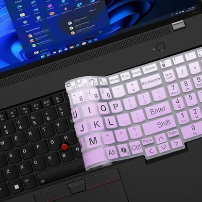 Larger Print Big Lettering Keyboard Cover for Lenovo ThinkPad E16 Gen 1 16", Thinkpad T16 P16 P16v P16s Gen 2/Gen 1 16", Thinkpad L15 Gen 4/3 15.6" (Not Fit Thinkpad Z16, L15 Gen 2/1)-OmbrePurlple - color: OmbrePurlple（Large Print）