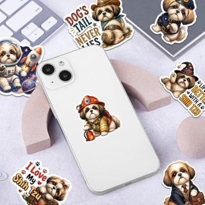 18 PCS Shih Tzu Stickers Pack – Waterproof Dog Decals for Water Bottles, Laptops, Phones, Notebook, Cars – Cool Vibrant Graphics for Shih Tzu Enthusiast - color: Shih Tzu