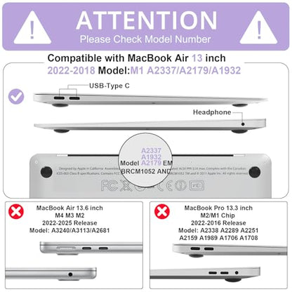 B BELK for MacBook Air 13 inch Case M1 2021 2020 2019 2018, Crystal Purple | Model A2337 A2179 A1932, Plastic Laptop Hard Shell for MacBook Air 13.3 inch Case with Keyboard Cover & Screen Protector - color: Crystal Purple