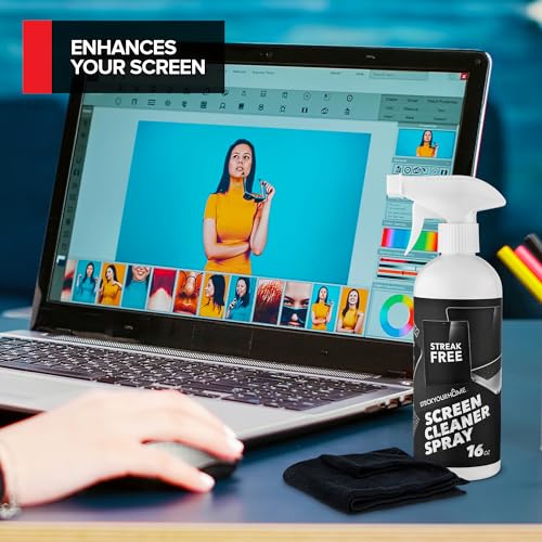16oz Screen Cleaning Kit with Spray and Micro-Fibre Cloth Wipe (1 Pack) for Car Screens, Computer Screens, Laptops, iPads & Phones; Touchscreen Electronics Cleaner to Erase Dust or Fingerprints - size: 1 Pack