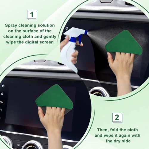 BFXM 2PCS Car Screen Cleaner, 4.1''×4.1'' Green Microfiber Dashboard Wipes | Square Microfiber Cloth, Automotive Display Wipes,Vehicle Screen Cleaner Tool for Dashboard Display, Car Interior Tool - color: Green& Grey