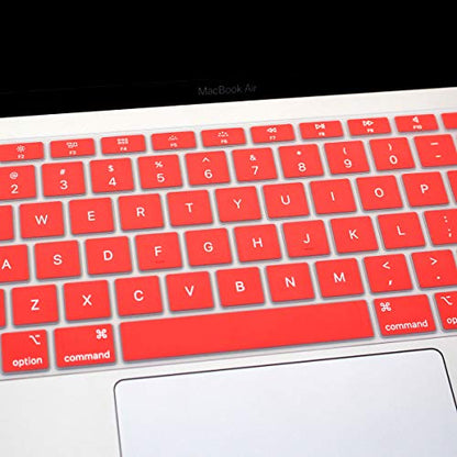 Se7enline Compatible with MacBook New Air 13 inch 2018/2019/2020/2021/2022/2023/2024 Keyboard Cover Protector for MacBook Air 13-Inch Touch ID with Retina Display. M1 A2337/A2179 US Layout, Red - color: Red
