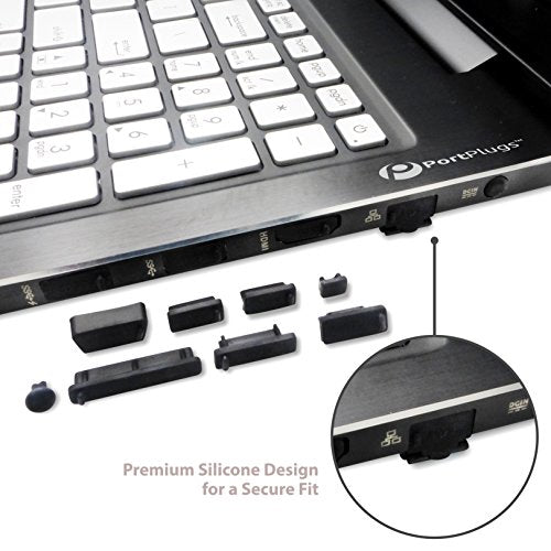 Laptop Port Dust Plug Set 13 Pieces for USB, HDMI, RJ45 and Audio, Black | Protects unused laptop and desktop ports, helps block dust and debris, covers USB, HDMI, RJ45 and audio connections