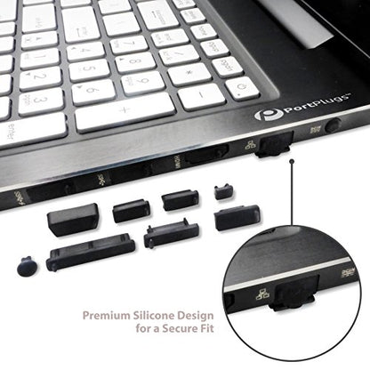 Laptop Port Dust Plug Set 13 Pieces for USB, HDMI, RJ45 and Audio, Black | Protects unused laptop and desktop ports, helps block dust and debris, covers USB, HDMI, RJ45 and audio connections