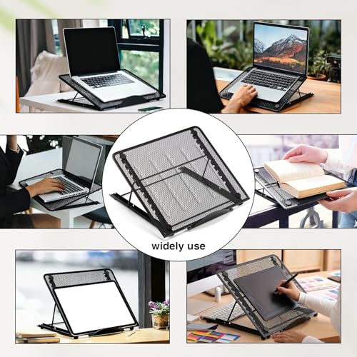 Dunzoom 1 Pc Mesh Laptop Stands 10 Levels Large Adjustable Laptop Riser Holder Computer Stand for Desk Cooling Ventilated Universal Lightweight Ergonomic Tray for Diamond Painting Reading