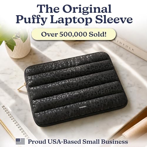 Vandel The Original Puffy Laptop Sleeve Case, 13-14 inch Laptop Sleeve Bag | Compatible with MacBook Air/Pro 13/Pro 14/iPad Pro 12.9, HP Dell ASUS Computer Case Bag Cover, Stylish Aesthetic Design - color: j. Black Leopard, size: 13-14 Inch
