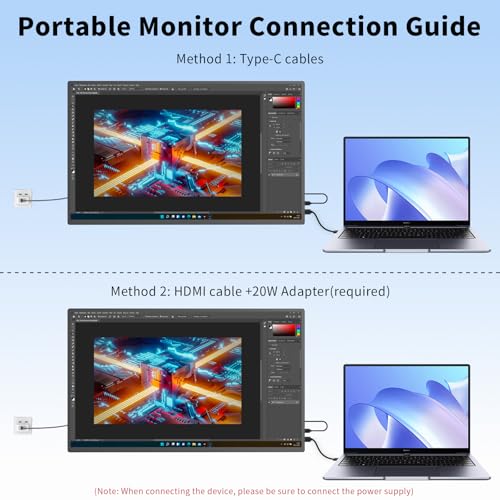 Portable Monitor 18.5'' 1080P 100Hz 100% sRGB, Aluminum Alloy Shell, IPS Travel Monitor with USB-C HDMI Large Portable Screen for Laptop MacBook PC PS4/5 Gaming Monitor with Kickstand - size: 18.5"