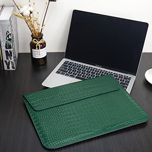 Laptop Sleeve Bag for 2023-2026 MacBook Air 15 inch A3448 M5 M4 M3 M2 Crocodile Grain PU Leather Flap Style Case Notebook Bag for Mac Pro 16 M1 A2485 A2141 2019-2026,Pro 15 2012-2019,Green - color: Green