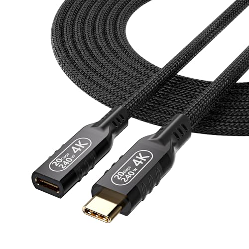 usb c extension cable 10ft/3M,usbc female to male,long usb c monitor cable，usb c video cable 4k，usb c extension cable 20gbps，240W PD Fast Charging Compatibility with thunderbolt 3 extension cable. - size: 4K video cable 10FT