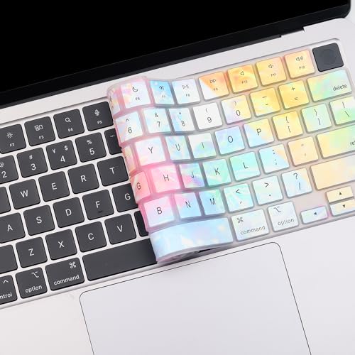 2 Pack Colorful Keyboard Cover for 2026-2023 MacBook Air 13"15" M5 M4 M3 M2, 2026-2021 MacBook Pro 14" 16" M5 M4 M3 M2 M1 Pro/Max,Keyboard Skin for 14.2" 16.2" MacBook Pro /13.6" 15.3"MacBook Air, US - color: Dazzlet+TPU