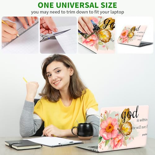 Laptop Skin Sticker Decal, Universal Protective Cover Fit 12 13 14 15.6 Inch Notebook, Reusable Water-Resistant Vinyl Decal w/ 2 Wrist Pads for Business Travel Office, Flower Bible 46-5 - color: Flower Bible 46-5
