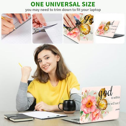 Laptop Skin Sticker Decal, Universal Protective Cover Fit 12 13 14 15.6 Inch Notebook, Reusable Water-Resistant Vinyl Decal w/ 2 Wrist Pads for Business Travel Office, Flower Bible 46-5 - color: Flower Bible 46-5
